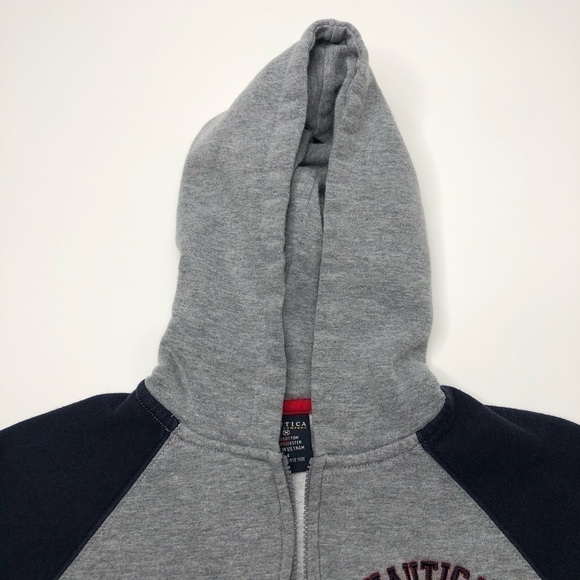 NAUTICA Jeans Grey Navy Varsity Fleece Lined Full Zip-up Toddler Hoodie SIZE 4T - Picture 5 of 13